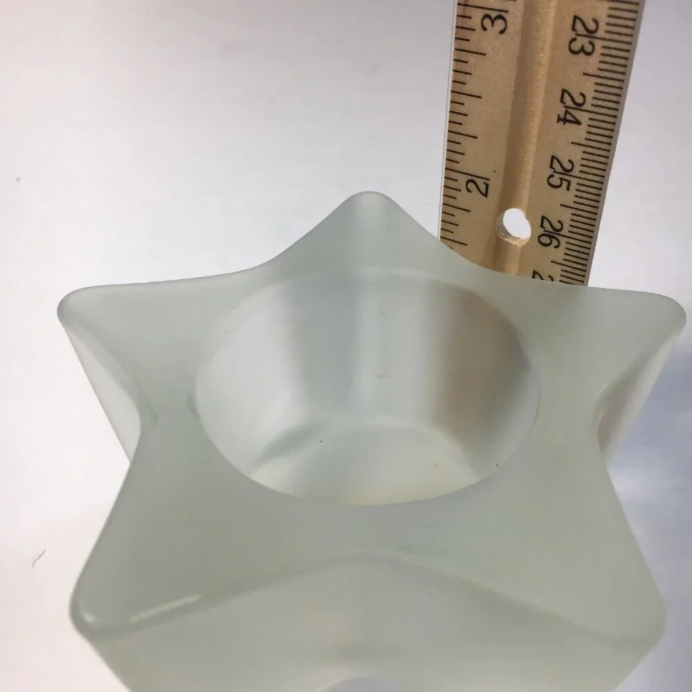 Ikea 2 Star Shaped Frosted Glass Candle Tea Light Holders 1.5